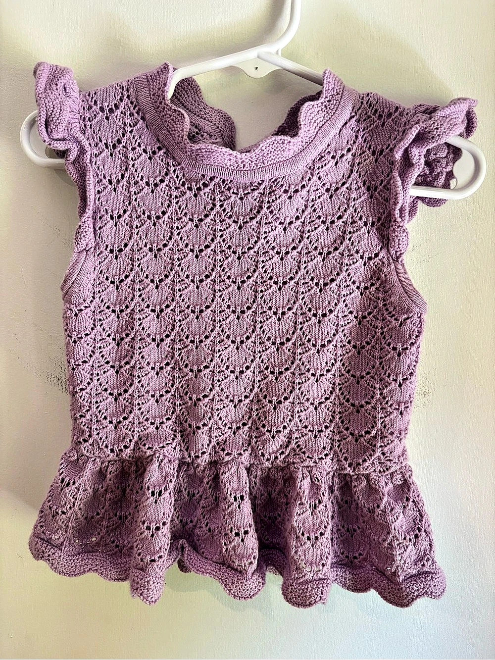 Janie and Jack Purple Blossom Embroidered Pointelle Sweater Top